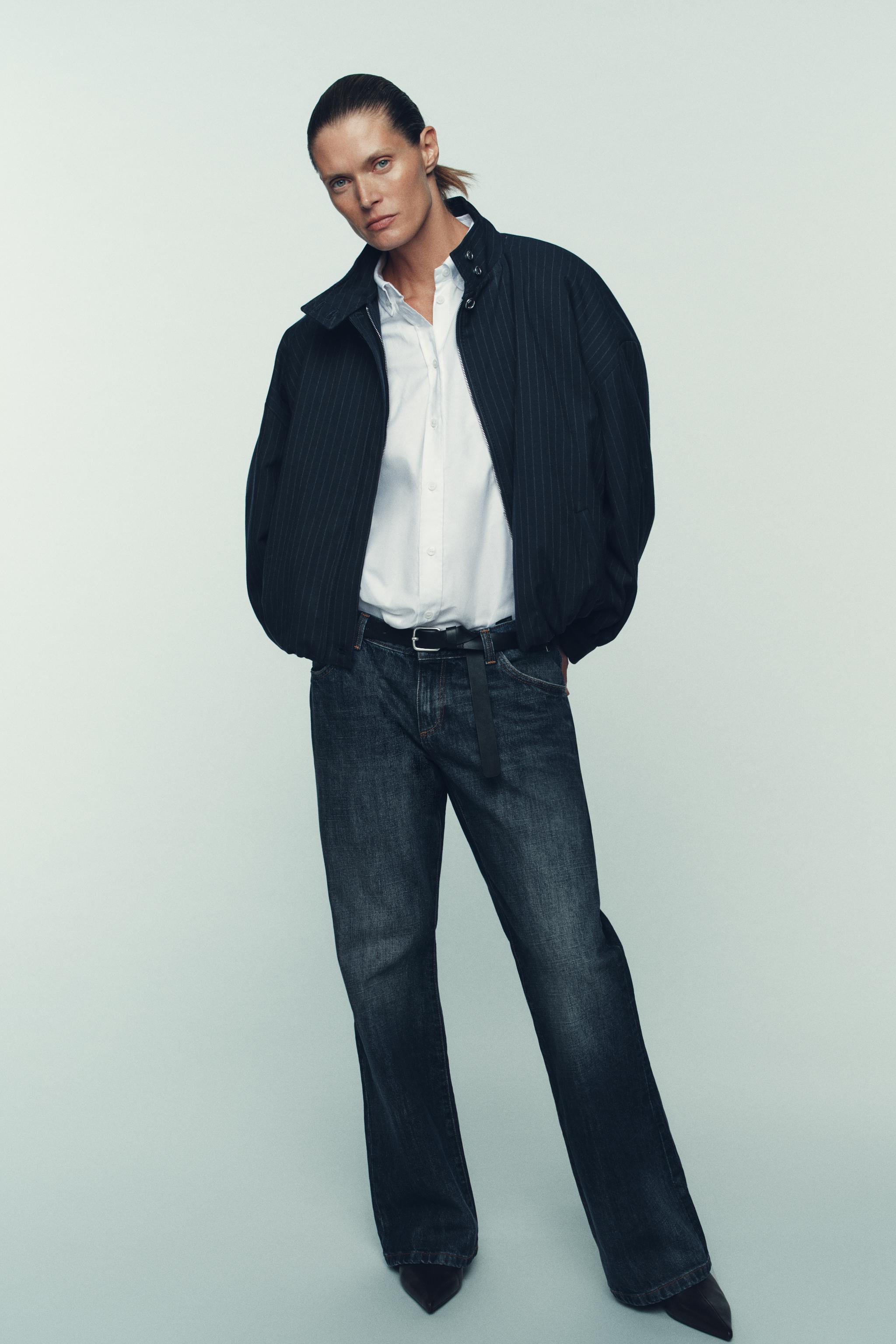 PINSTRIPED BOMBER JACKET